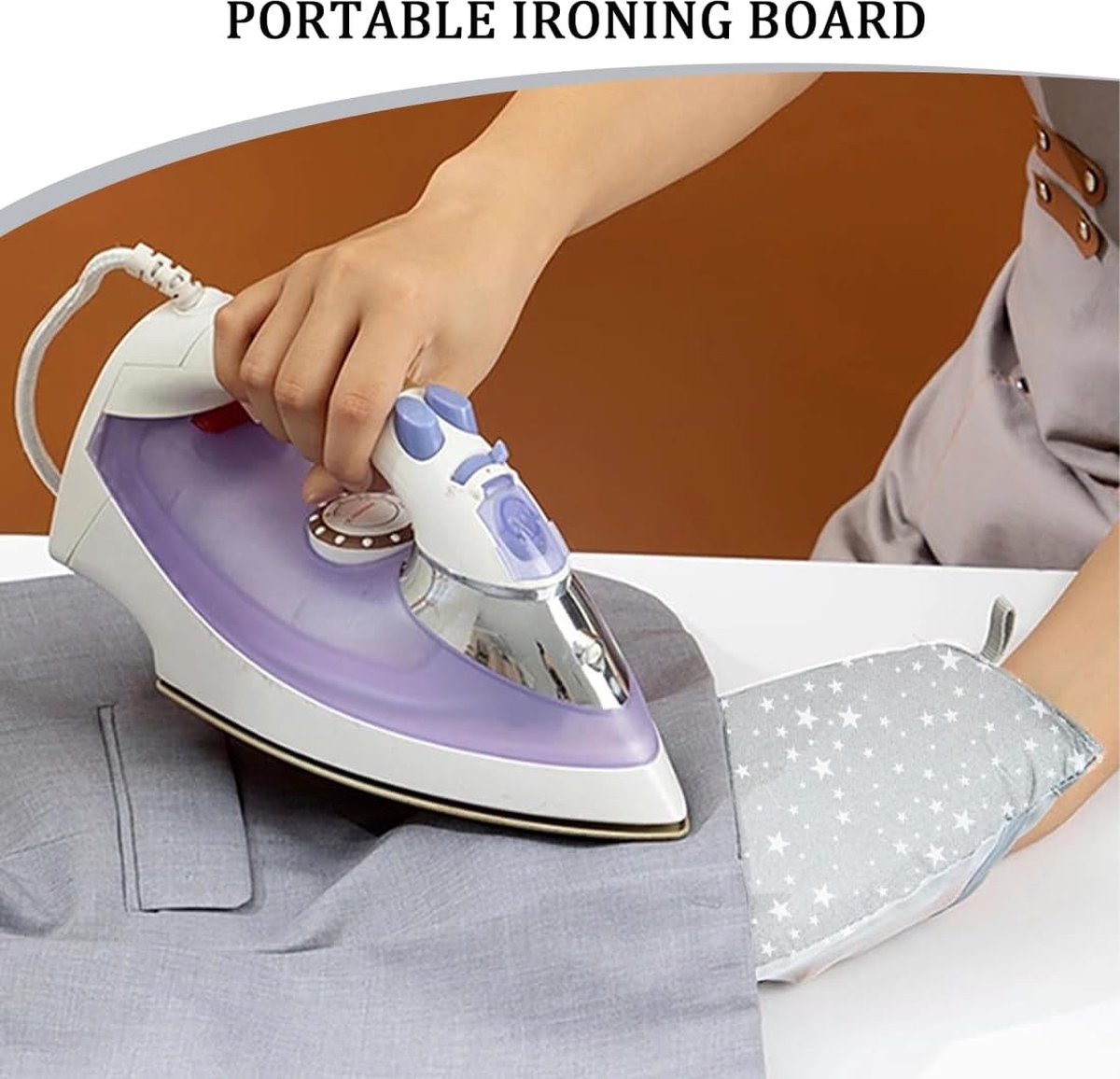 Mini Ironing Board - Steam Glove - Handheld Ironing Board - Heat-Resistant Ironing Glove - Ironing Aid - Washable - Ironing Pad - Mini Ironing Pad - Garment Steaming Sponge Padding - 25x15x2.8 Cm - Grey - 1 Piece