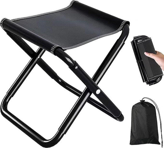 Camping Chair - Beach Chair - Fishing Chair - Folding Chair - Travel Stool - Mini Pocket Stool - Camping Chair - Garden Chair - Foldable Picnic Chair - Portable - Fits in Pocket - Up to 100kg - Foldable - Lightweight - Includes Carrying Bag - Black.