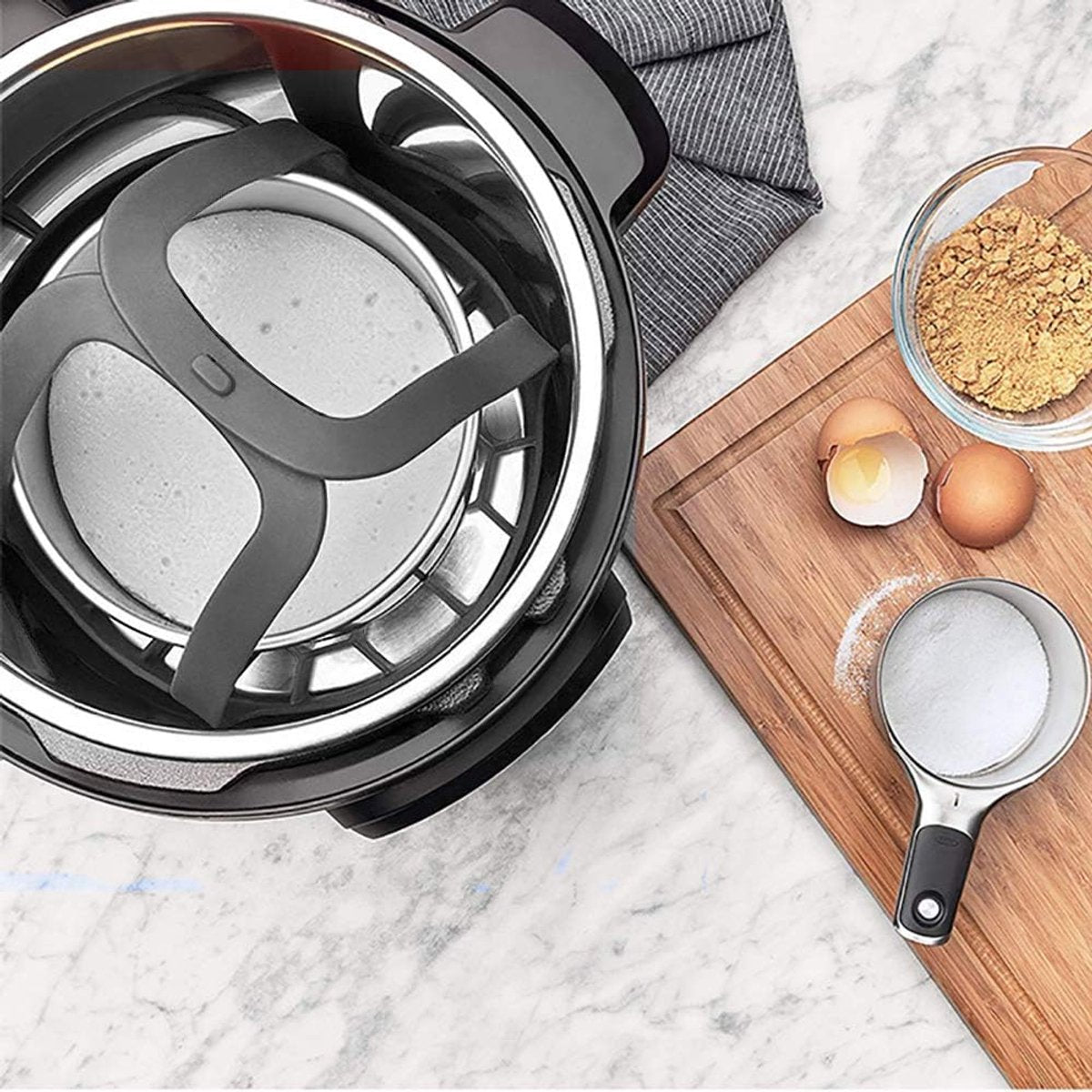 Egg poacher - Poached egg maker - Silicone egg cooker rack - Poached egg maker - Silicone Steamer Basket - multifunctional - BPA-free - grey