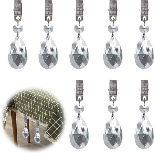 Tablecloth Weights - 8 Pieces - Tablecloth Weights - Garden Oilcloth/Tablecloth Weight Balls - Tablecloth Weighters - Weighted Tablecloth Hangers - Metal Clip - For Picnic Tables - Keep Tablecloths in Place