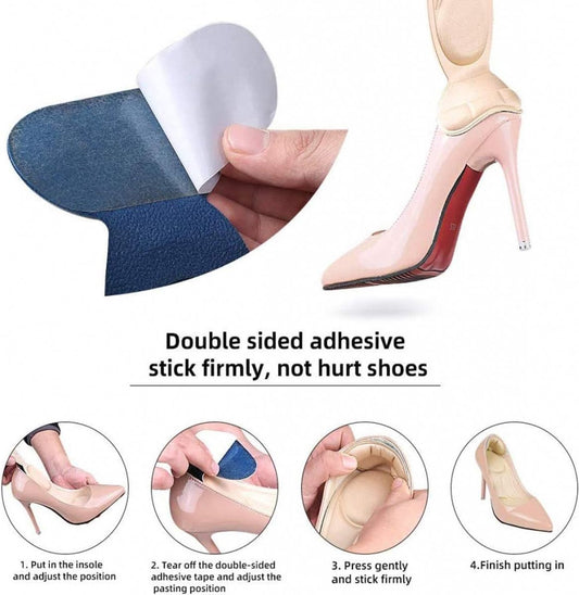 3 Pairs Self-Adhesive Silicone Heel Protectors - Insoles for High Heels or Shoes - Heel Cushion - Heel Pads - Soft and Flexible Cushions - Prevents Blisters and Pain - Beige / Black - Anti-Friction - One Size