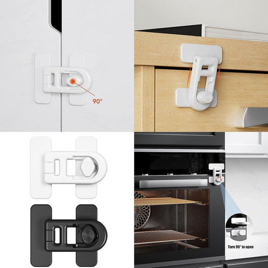 Child Locks for Cabinets - Child Security - Child Lock for Cabinet - Refrigerator Locks - Baby Safety Oven Door Lock - For Kitchen Cabinets, Appliances, Wardrobes, Refrigerator and Oven - White - 1 Piece.