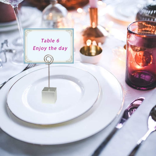 Photo Holders - Clip Photo Holders - Photo Holder with Clip - Memo Holder - Table Card Holders - For Guest Gifts, Weddings, Births, Baptisms, Birthdays, Christmas, Communion - Silver - 10 Pieces