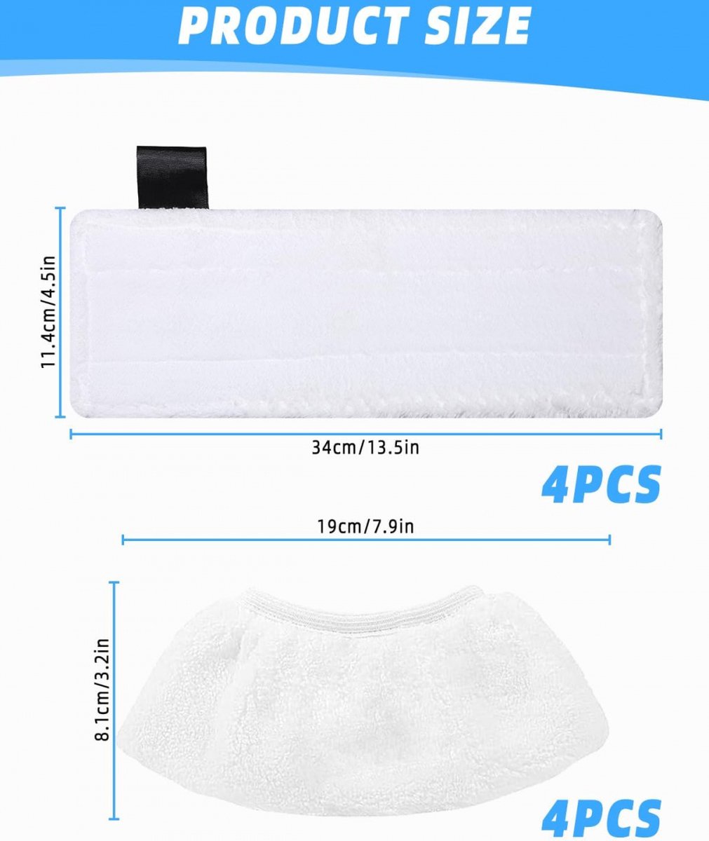 Accessory Set Suitable For Kärcher Easyfix Sc1, Sc2, Sc3, Sc4 & Sc5 - Steam Cleaner Accessories - Replacement Microfiber Cloths - Mop Pad - 8-Piece - Replacement Parts - Powerful Stain Removal - Hard-to-Reach Places