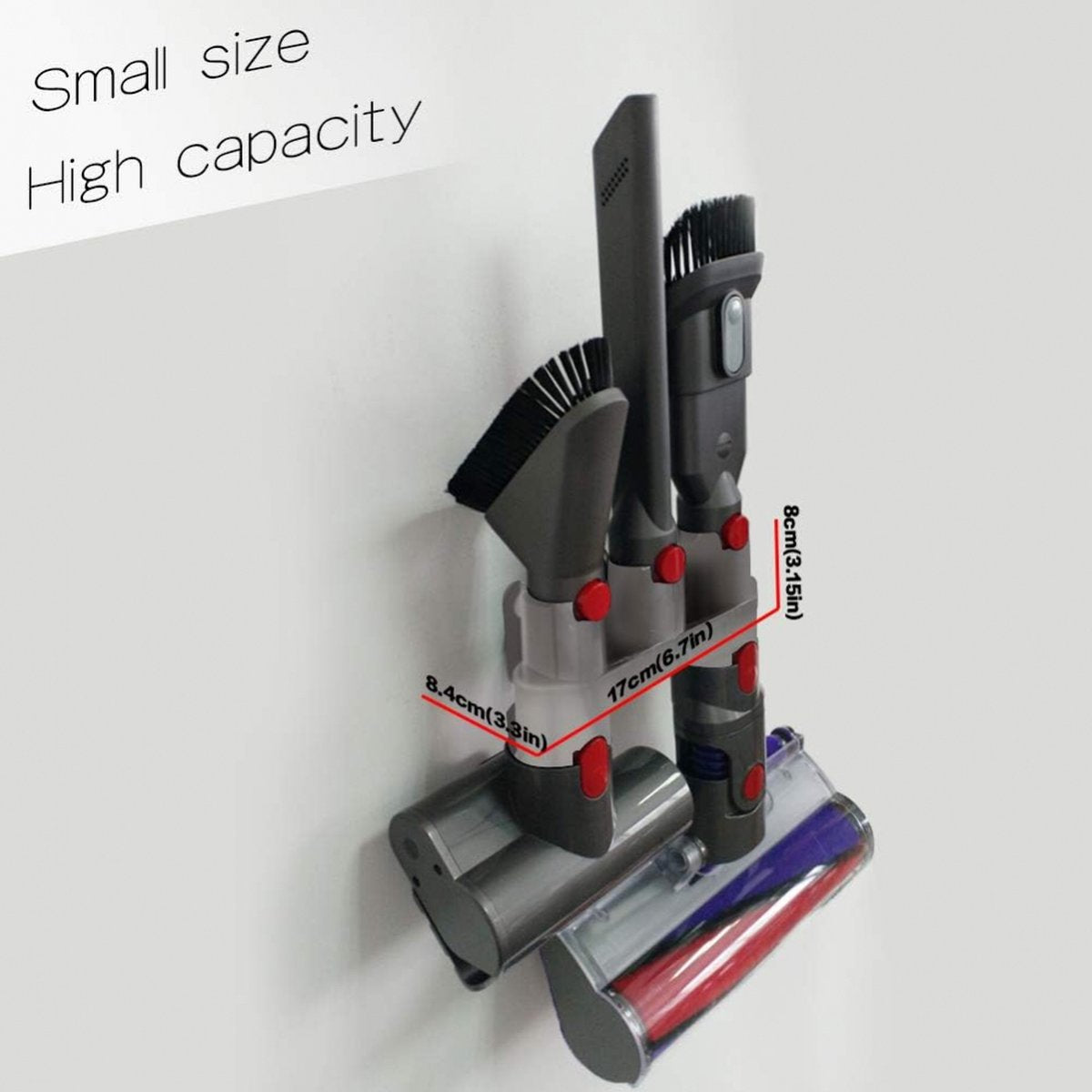 Wall Mount Suitable for Dyson Vacuum Cleaner V7/V8/V10/V11 Accessories - Suspension System - Wall Bracket - Wall Holder - Wall Mount - Docking Station - Can Hold 5 Accessories - Mounting Materials Included