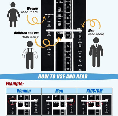 Shoe Size Meter - Foot Measuring Tool - Measuring Feet - Universal Measuring System - Child Shoe Size Meter - Shoe Measuring Tool - Measurement - Children and Adults - Find the Perfect Fit - Measurement Chart - Up to 31 cm - Shoe Size 19 - 48 - Black.