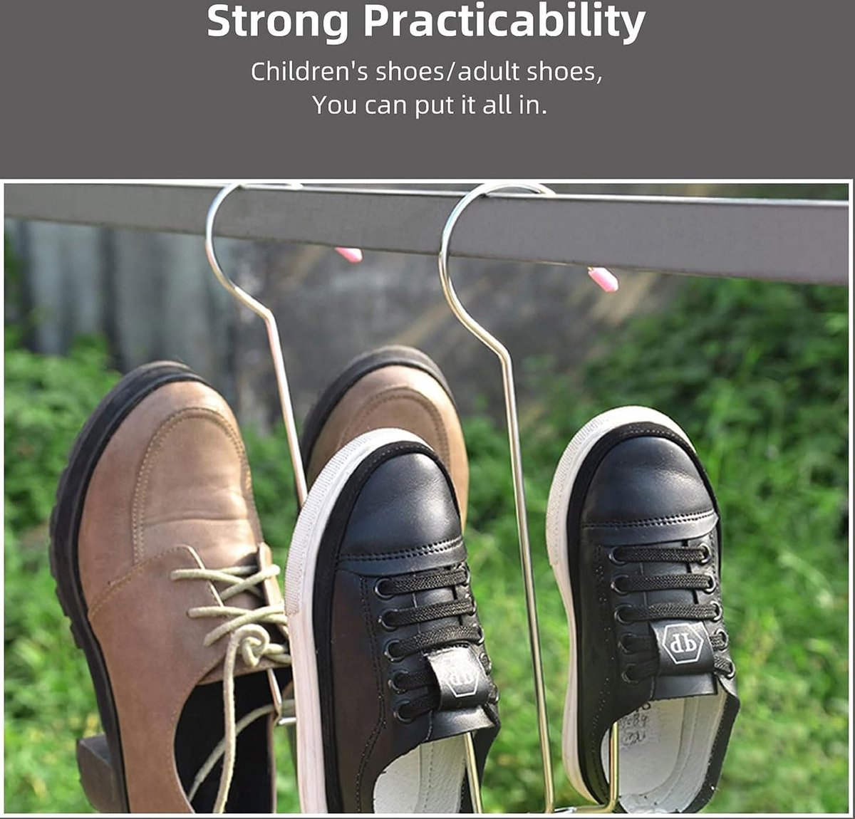 3x Shoe Rack - Drying Rack - Shoe Hook - Stainless Steel Shoe Rack - For 3 Pairs of Shoes - Silver - Laundry Rack - Laundry Racks - Drying Racks - Clothes Hanger - Washing / Shoe Drying - Running Shoes / Casual Shoes / Leather Shoes