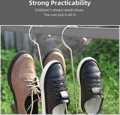 3x Shoe Rack - Drying Rack - Shoe Hook - Stainless Steel Shoe Rack - For 3 Pairs of Shoes - Silver - Laundry Rack - Laundry Racks - Drying Racks - Clothes Hanger - Washing / Shoe Drying - Running Shoes / Casual Shoes / Leather Shoes