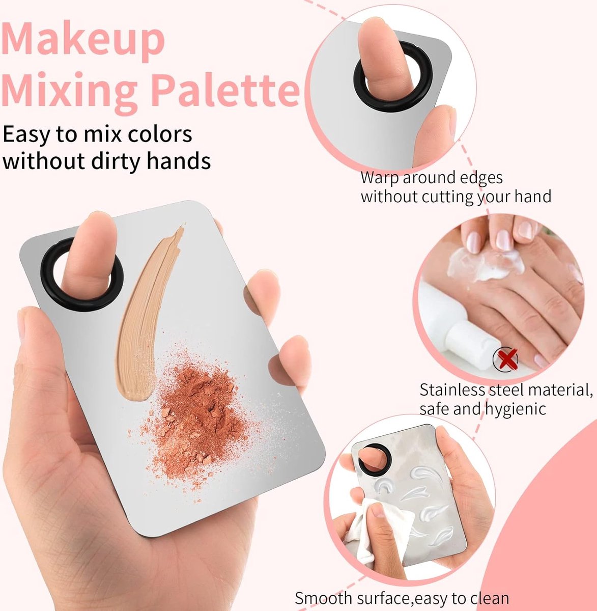 Professional Mixing Palette Set - Transparent Makeup Mixing Palette & Spatula - Makeup Palette - Makeup Mixing Palette - Cosmetic Mixing Palette - For Makeup, Nail Art - Silver