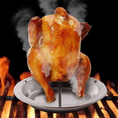 Chicken Grill - BBQ collection - Suitable for oven or barbecue - Chicken Grill for the Barbecue - Chicken Grill - Chicken Holder - Grilling Chicken - Chicken holder - Easy to clean - Removable - Beer Can Chicken - Stainless Steel - Silver