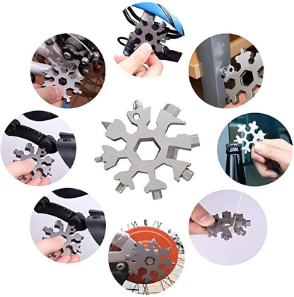18-in-1 - Snowflake Keychain - multi-tool portable keychain - Wrench - screwdriver - bottle opener - Multi-tool - universal tool - multi-tool card - compact - pocket - outdoor adventure tool - Gift - stainless.