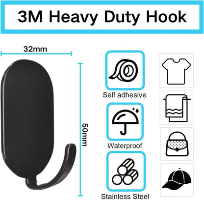 10 Self-Adhesive Hanging Hooks - Stainless Steel - Towel Hooks - Thicker - Wall Hooks - Stick-on Hooks - Towel Hooks - Multifunctional Hook - Clothes Hook - Traceless - Kitchen / Bathroom - Suitable for Various Wall Surfaces