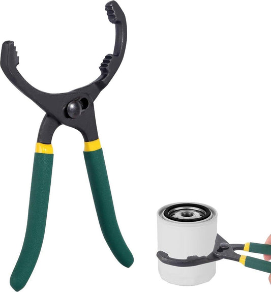 Oil Filter Pliers 10" - Oil Filter Pliers - Oil Filter Wrench - Rubber Handle - Self-clamping - Adjustable Tool - With Non-Slip Grip - Adjustable From 55 mm to 130 mm - Remove Filter Quickly and Without Slipping.
