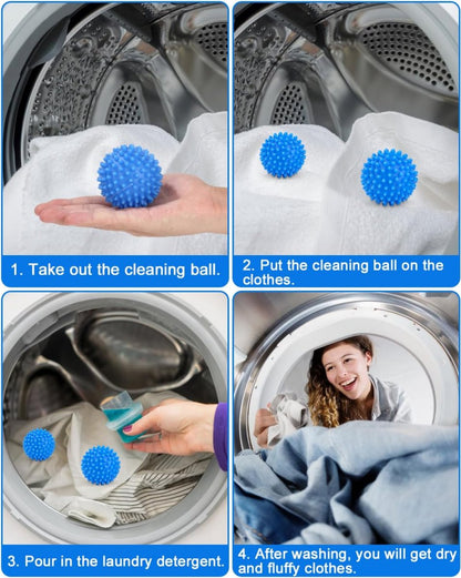Dryer Balls - Set of 6 - Reusable - Clothes Dryer Balls - Dryer Balls - Laundry Balls - Dryerballs - Sustainable Laundry Drying - Energy Saving - Faster Drying - Anti-Crease - Laundry - Washing Machine - Blue