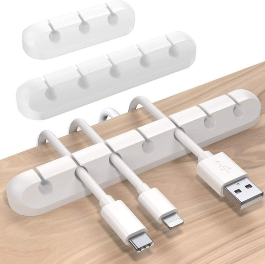 Cable Organizer - Cable Clips for 3/5/7" Cables - Self-Adhesive Cable Clips - Cable Clamp - Cable Holder - Cable Tray - Cable Management - Cable Organizer - Desk Organizer - for USB Charging Cable, Power Cord, Mouse Cable - White - 3 Pieces.