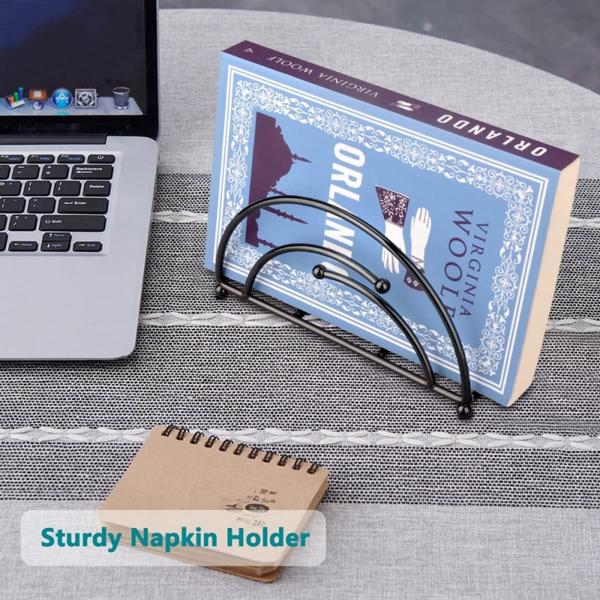 Napkin Holder - Napkin Holder - Vertical Napkin Holder - Metal - 17x5.5x9.5cm - Prevents Getting Wet - Half Circle - Napkin Accessories - Home Decor - Glossy Black - Suitable For Coffee Shops, Living Rooms, Hotels, Restaurants - Durable
