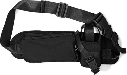 Waist Bag with Bottle Holder - Hiking Waist Bag with Bottle Holder - Outdoor Pouch Bag with Water Bottle / Bib Holder - Ideal for Festivals or Vacations - Multifunctional Strap - Adjustable - For Hiking, Dog Walks, Outdoor Activities - Black.