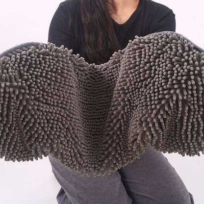 Pet Towel - Dog Towel - Absorbent Dog Drying Towel - Dog Towel with Hand Pockets - Pet Bath Towel - Sustainable - Machine Washable - For Cats and Dogs - 80x35 Cm - Grey - 1 Piece