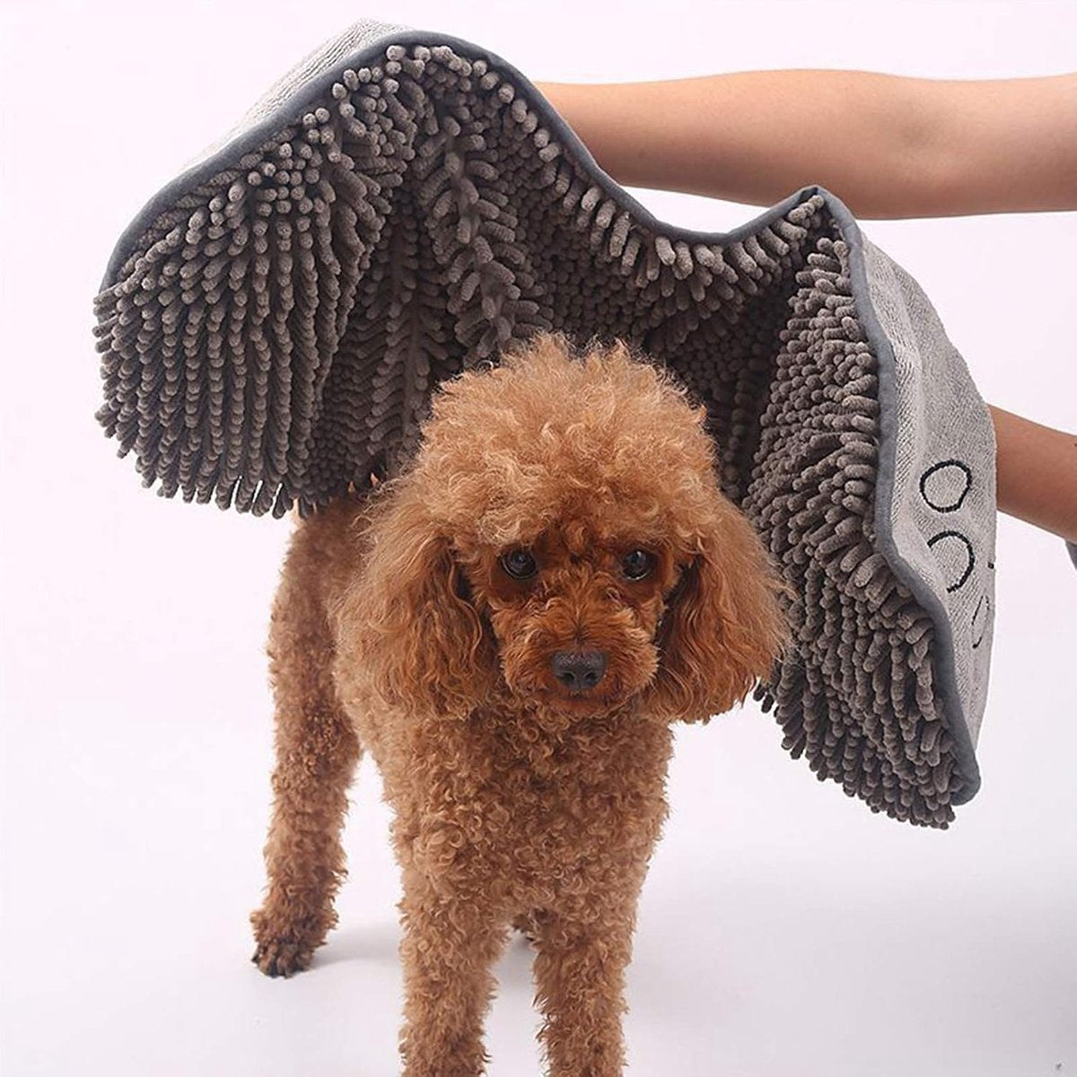 Pet Towel - Dog Towel - Absorbent Dog Drying Towel - Dog Towel with Hand Pockets - Pet Bath Towel - Sustainable - Machine Washable - For Cats and Dogs - 80x35 Cm - Grey - 1 Piece