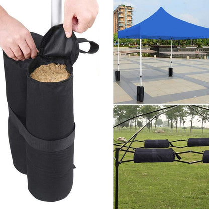 Sandbags - 4 Pieces - 30 x 42 Cm - Weight Bag - Sandbags for Protective Cover - Base Weights for Garden Tent, Party Tent, Pop-Up Tent, Parasol and Trampoline - Sandbags Fillable with Sand or Gravel - Includes Carrying Strap - Polyester 600D - Black