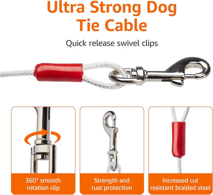 Dog leash - 10 m - cat leash - Active and Large Dogs - Bite-resistant - Retractable leash - Steel cable - Pet leash - Very Hard - bold - Sturdy - Thick - Practical - Unbreakable - Lots of playtime fun - Prevents getting lost - Free play on the lawn