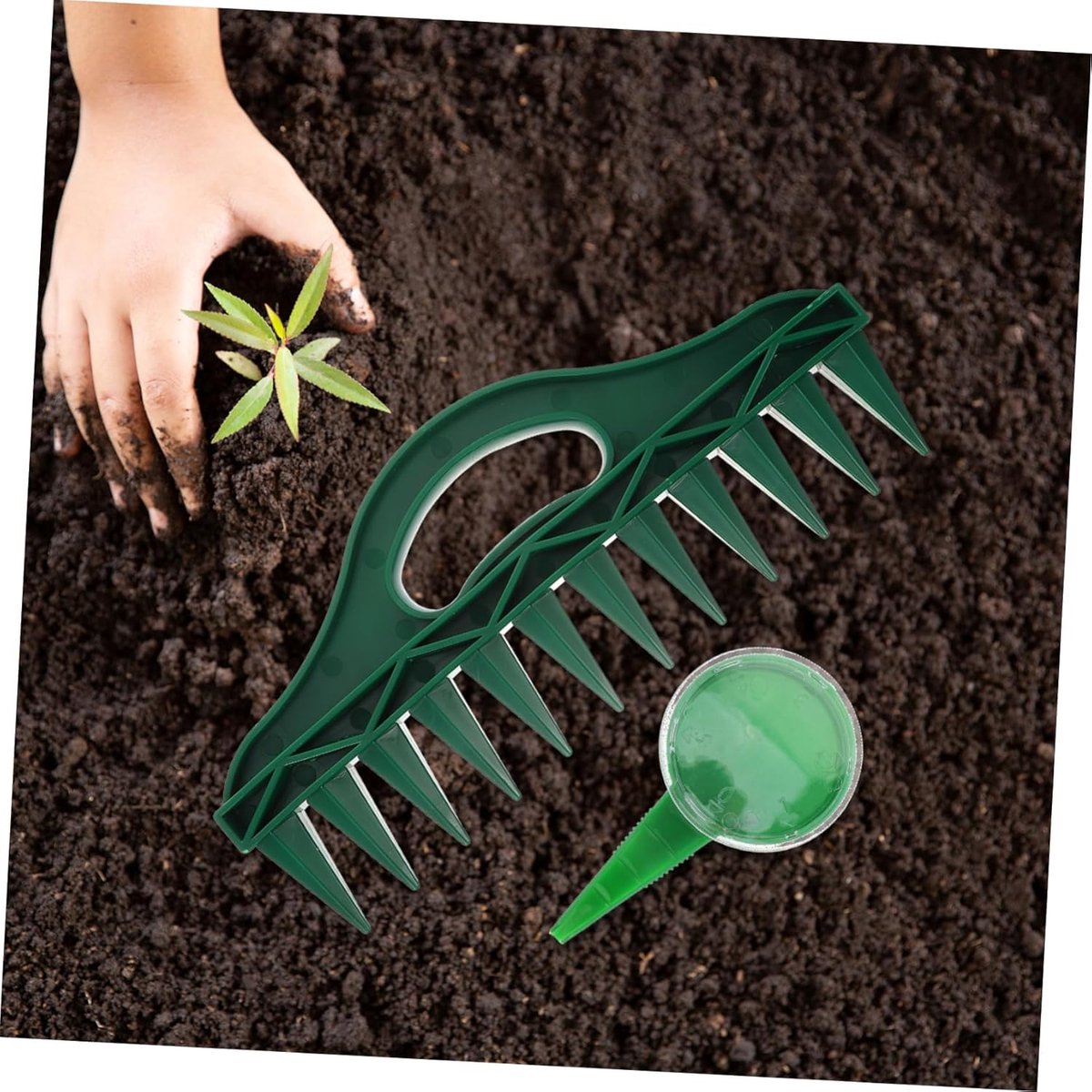 Planter - 4 Pieces - Garden Tools - Garden Seed Dibber Drill Spacer - Bottom 12 Holes - Spacers - Adjustable Seed Dispenser - Seed Dispensers - For Planting Seeds and Plants - Green