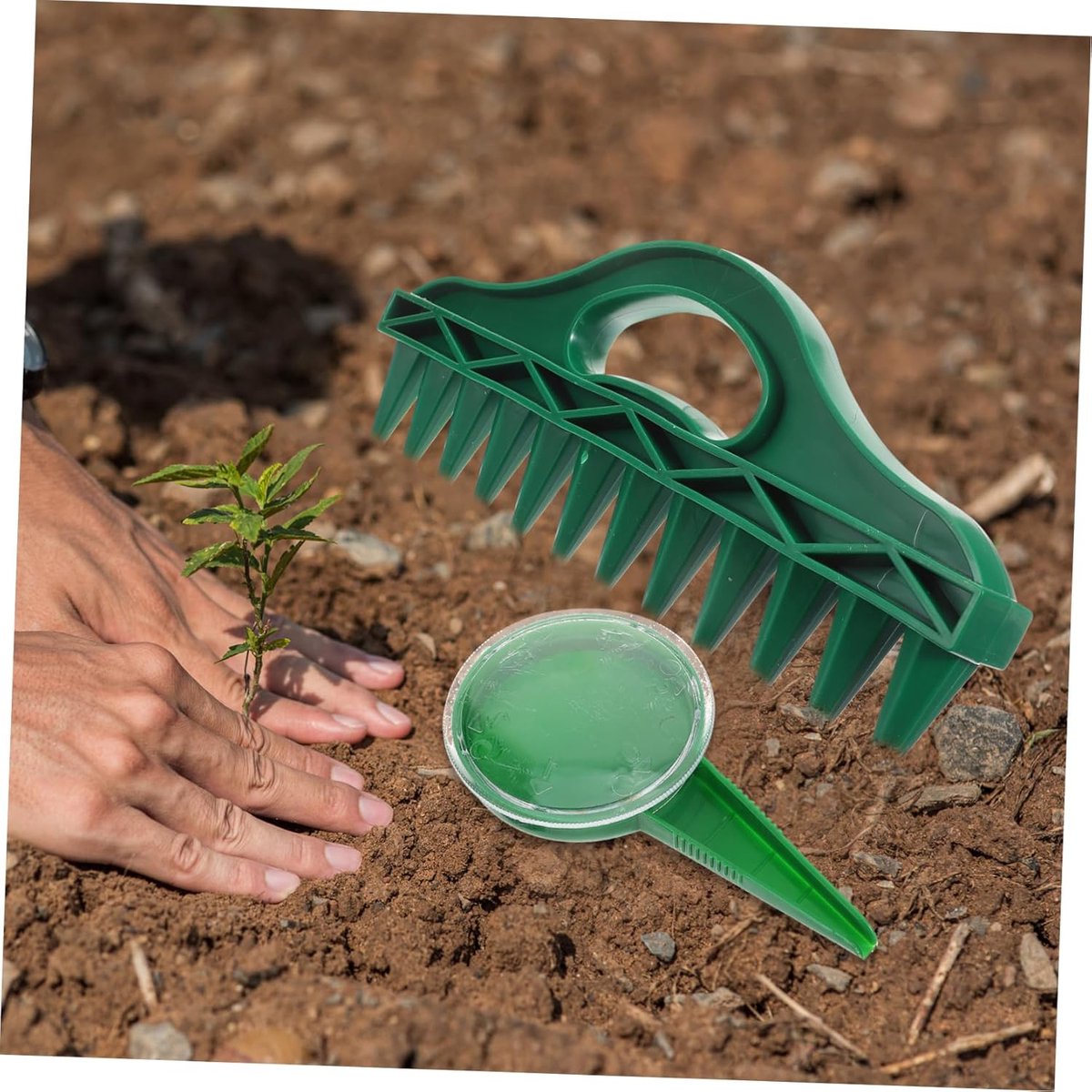 Planter - 4 Pieces - Garden Tools - Garden Seed Dibber Drill Spacer - Bottom 12 Holes - Spacers - Adjustable Seed Dispenser - Seed Dispensers - For Planting Seeds and Plants - Green