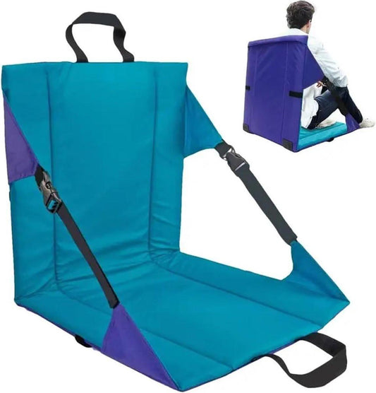 Outdoor Seat Cushions - Foldable Seat Cushion With Backrest - Outdoor Foldable Seat Cushion - Legless Chair Beach Backrest Chair - For Stadium Outdoor Camping Fishing Beach - 42x40 Cm - Blue - 1 Piece.