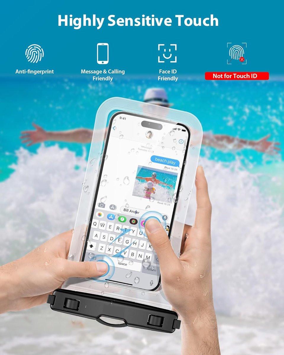 Waterproof Phone Cases - 2-Piece - Professional Dry Bag - Premium Quality Waterproof Phone Pouch - Underwater Case - for Vacation / Touring / Swimming - for Smartphones / Passport / Payment Cards - IPX8 Waterproof - Black.