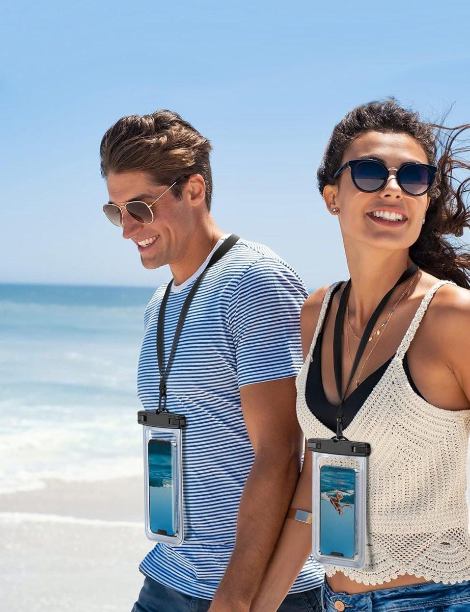 Waterproof Phone Cases - 2-Piece - Professional Dry Bag - Premium Quality Waterproof Phone Pouch - Underwater Case - for Vacation / Touring / Swimming - for Smartphones / Passport / Payment Cards - IPX8 Waterproof - Black.