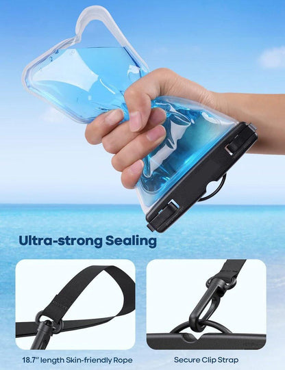 Waterproof Phone Cases - 2-Piece - Professional Dry Bag - Premium Quality Waterproof Phone Pouch - Underwater Case - for Vacation / Touring / Swimming - for Smartphones / Passport / Payment Cards - IPX8 Waterproof - Black.
