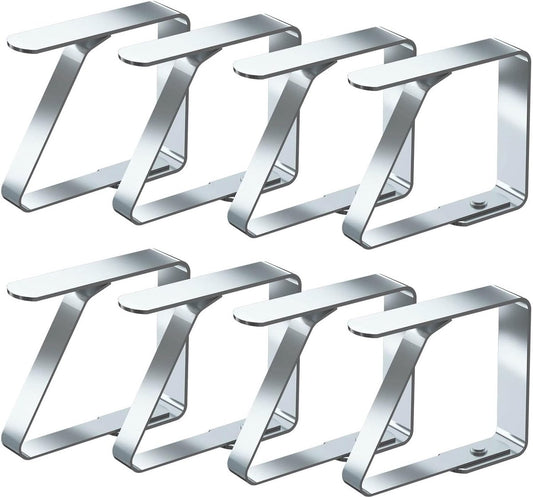 Tablecloth Clips - 8 Pieces - Tablecloth Clips - Sturdy Table Clips - Stainless Steel - Secure Tablecloth - for Tablecloth - Indoor and Outdoor - Garden Items - Silver