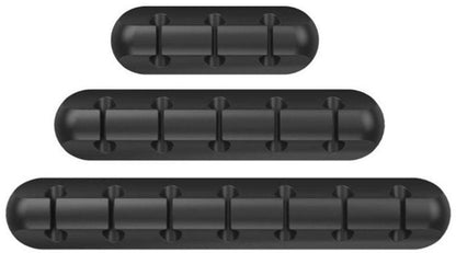 Black cable organizer - Cable net holder - Self-adhesive cable clip - Cable holder - USB cable fastening system - Cable holder - for USB charging cables, power cables, mouse cables, PC, office - 3-pack.