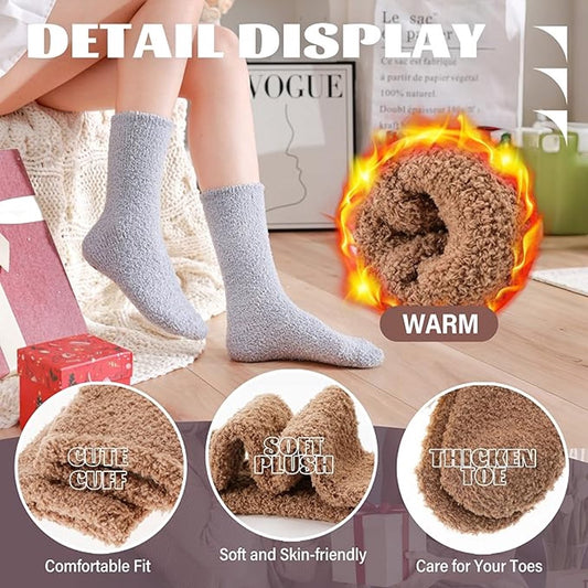 5 Pairs - socks - Warm Fuzzy Fleece Socks - Women's House Socks - Warm Winter Socks - Fluffy Socks - Sleep Socks - House Socks - Stockings - keep warm - coral fleece - Plush and comfortable - thick plush socks - center tube socks