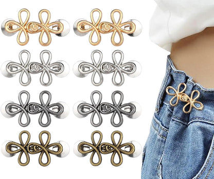 Trouser Reducer - 8 Pieces - Waist Stretcher Set - Pins - Waist Extender - Jeans Shortening Buttons - Adjustable Button - Tightening Button - Tightener Buttons - Reusable - Trouser Waist Reinforcement - For Loose Jeans, Trousers, Skirts, and Sleeves
