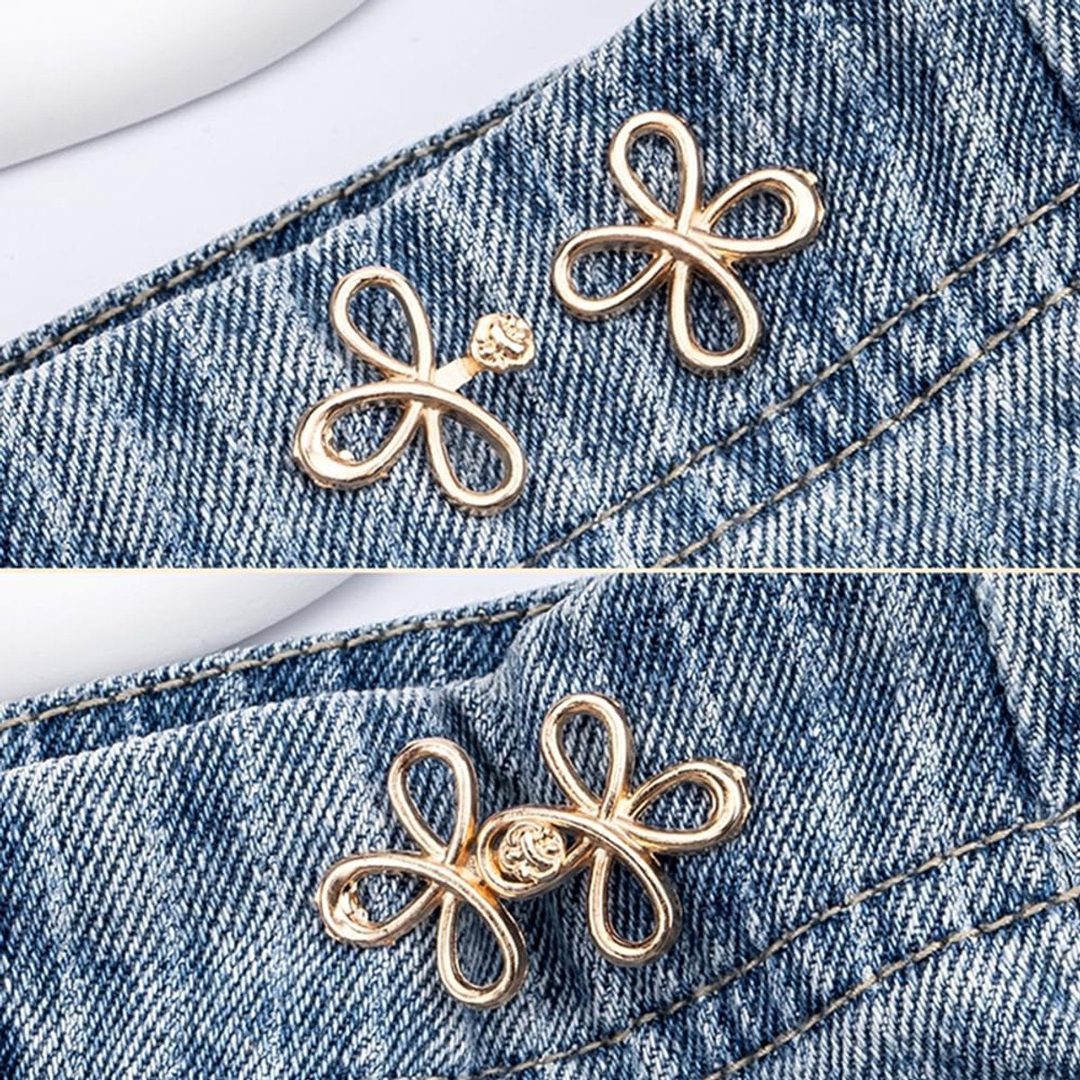 Trouser Reducer - 8 Pieces - Waist Stretcher Set - Pins - Waist Extender - Jeans Shortening Buttons - Adjustable Button - Tightening Button - Tightener Buttons - Reusable - Trouser Waist Reinforcement - For Loose Jeans, Trousers, Skirts, and Sleeves
