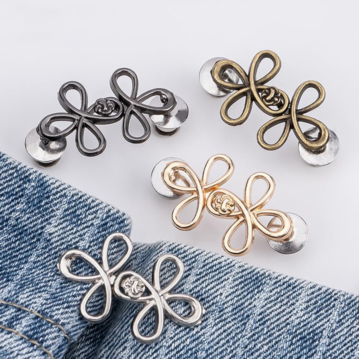 Trouser Reducer - 8 Pieces - Waist Stretcher Set - Pins - Waist Extender - Jeans Shortening Buttons - Adjustable Button - Tightening Button - Tightener Buttons - Reusable - Trouser Waist Reinforcement - For Loose Jeans, Trousers, Skirts, and Sleeves