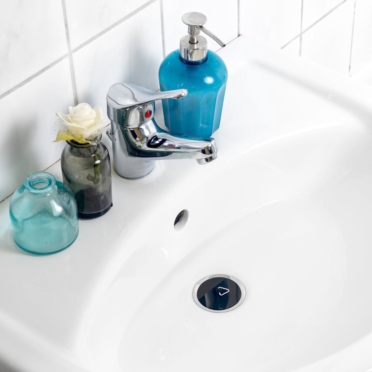Universal Bath Stopper 2 Pieces - Sink Cap - Drain Stopper - Sink Plug - Plug Stopper - Universal Sink Stopper - Rubber Sink Plug with Hanging Ring - for Drain Ø 44 to 42 mm - Universal Plugs - For Bathtub, Kitchen, Bathroom - Black