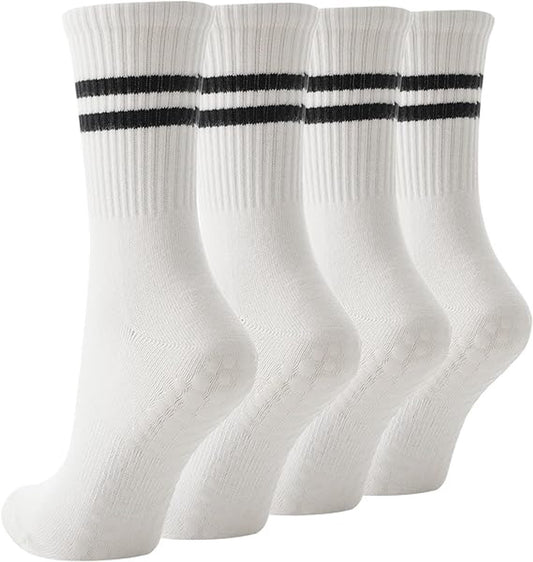 pairs - Socks - Women's high Pilates non-slip socks - Yoga Pilates Socks with Grip - Non-slip Cotton Socks - Yoga Socks - Non-slip ankle socks - for Ballet, Dance, Workouts - White