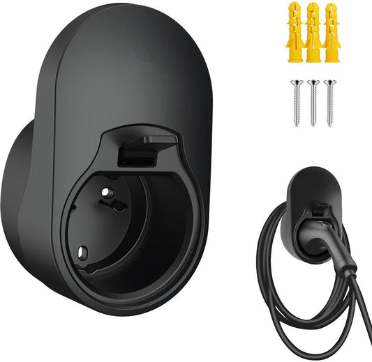 Charger Holder - Type 2 Charger - Wall Mount Cable Holder - Cable Organizer for Electric Cars - Bracket for Charging Electric Vehicles - Wall Charger Bracket for Electric Vehicles - Compatible with EU-compliant Charging Sockets - Black.
