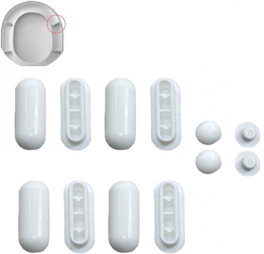 12 pieces - toilet seat bumper pads kit - bidet lid attachment - push-in replacement buffer spacer - anti-noise cushion pad cover - for bathroom repair parts - Toilet accessories - Bathroom accessories - white
