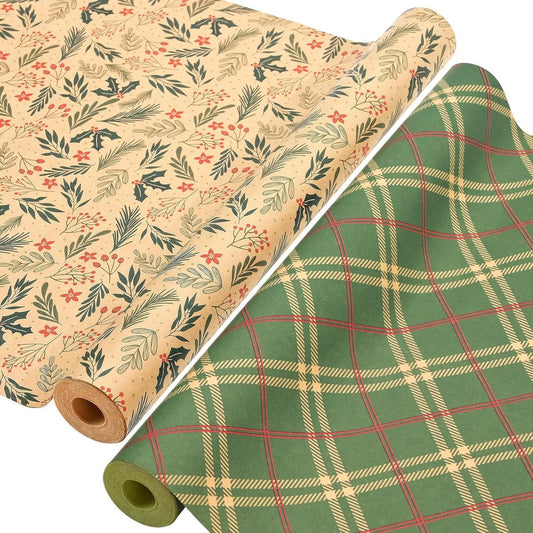Wrapping paper - Christmas wrapping paper - Christmas gift paper - Wrapping paper with figures - 43 x 300cm - 2 Rolls - Christmas paper wrapping paper for Christmas - Christmas paper wrapping paper for children - gift paper - Kraft gift paper - Christmas.