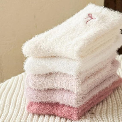 pairs - House socks - Women's house socks - Warm winter socks - Plush socks - Non-slip socks - Fluffy socks - Fuzzy slipper socks - Sleep socks - Coral fleece sleep socks - soft bed socks for women - for cold nights - pink