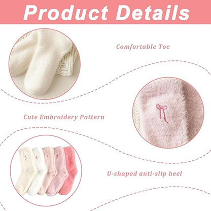 pairs - House socks - Women's house socks - Warm winter socks - Plush socks - Non-slip socks - Fluffy socks - Fuzzy slipper socks - Sleep socks - Coral fleece sleep socks - soft bed socks for women - for cold nights - pink