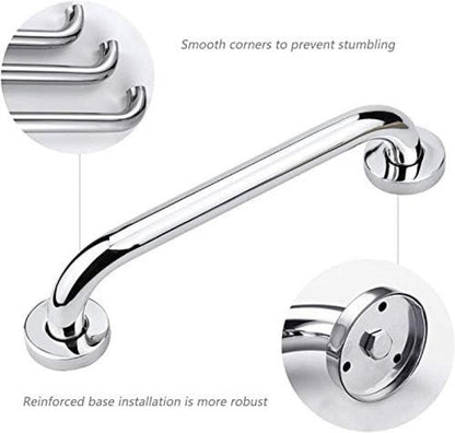 Shower Grab Bar - Stainless Steel - Bathroom Heavy Duty Safety Grab Bars - for the Elderly, Disabled, and Children - Non-Slip Grab Bar - Kitchen - Stairs - Kitchen Cabinet Handle - Safety Grab Bar - Screws Included - Silver - 30CM