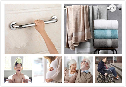 Shower Grab Bar - Stainless Steel - Bathroom Heavy Duty Safety Grab Bars - for the Elderly, Disabled, and Children - Non-Slip Grab Bar - Kitchen - Stairs - Kitchen Cabinet Handle - Safety Grab Bar - Screws Included - Silver - 30CM