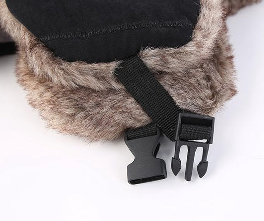 Beanie - men's beanie - Winter beanie - With Ear flaps and Face Mask - Winter Fur - Men's winter hat - Trapper hat - Black Ski Trooper - Snow Cap - Russian hat - Hunter's hat - Winter ear flap beanie - for cold weather - Black & Brown