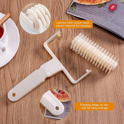Dough cutter - Grid roller - Grid cutter - Grid cutter for rolling pins - Grid dough knife - roller cutter - rolling pin - kitchen utensils - baking tools - for cookies, cakes, pizza, bread - white - 19.5*12 cm