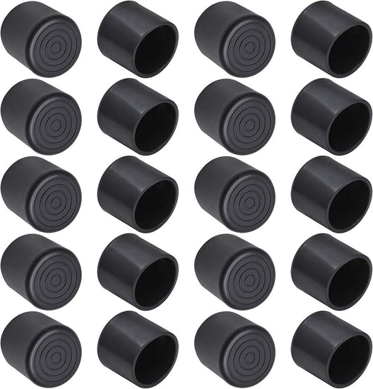 20 pieces - Chair Leg Caps - 22*22*25mm - furniture leg covers - Round rubber furniture leg protectors - Chair protector - floor protection - chair leg protectors - chair socks - for chair legs, table and sofa - black