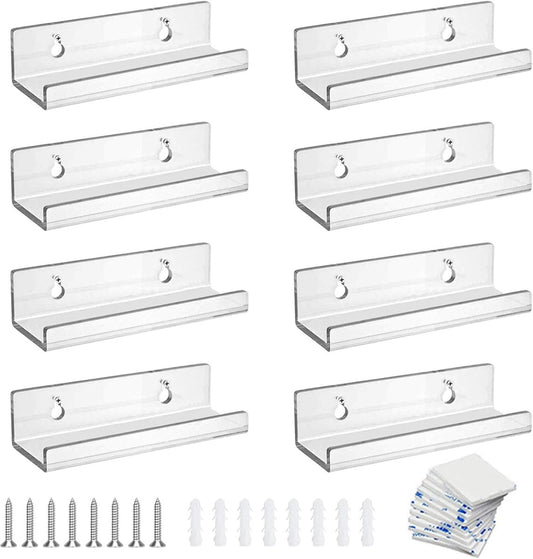 8 pieces - 4 inch - vinyl record wall brackets - clear acrylic wall shelf vinyl record holder - Vinyl record rack - Storage rack - Display stand - Acrylic display stand - for bedroom, living room - 10*3.5*3 cm - transparent